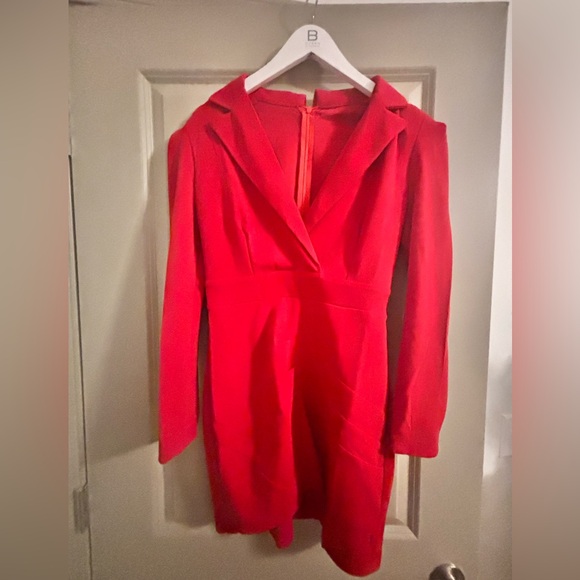 Chic Red Long Sleeve Women's Dress - Picture 3 of 5